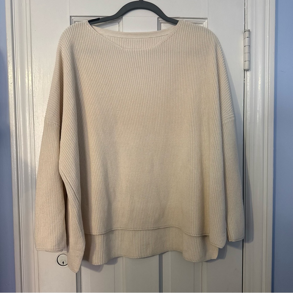 Gentryportofino Italy Silk Cotton Ribbed Knit V-Neck Sweater Latte Beige US 6